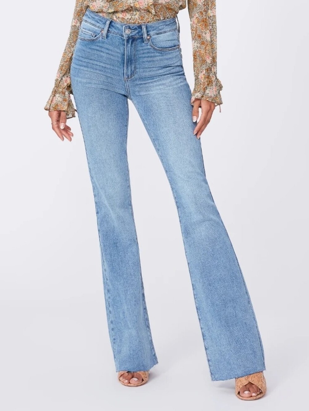 NWOT Paige Laurel Canyon Light Blue High Rise Flare Jeans in Marienne Womens 26